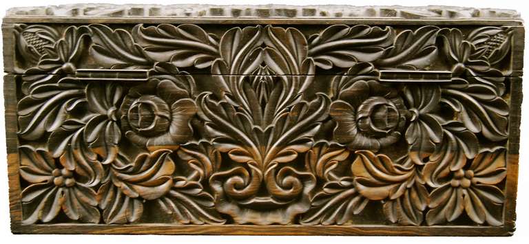 Rare Coromandel Wood Carved Box