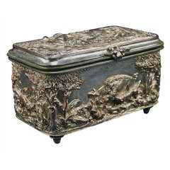 Silver on Copper Hunt Scene Box