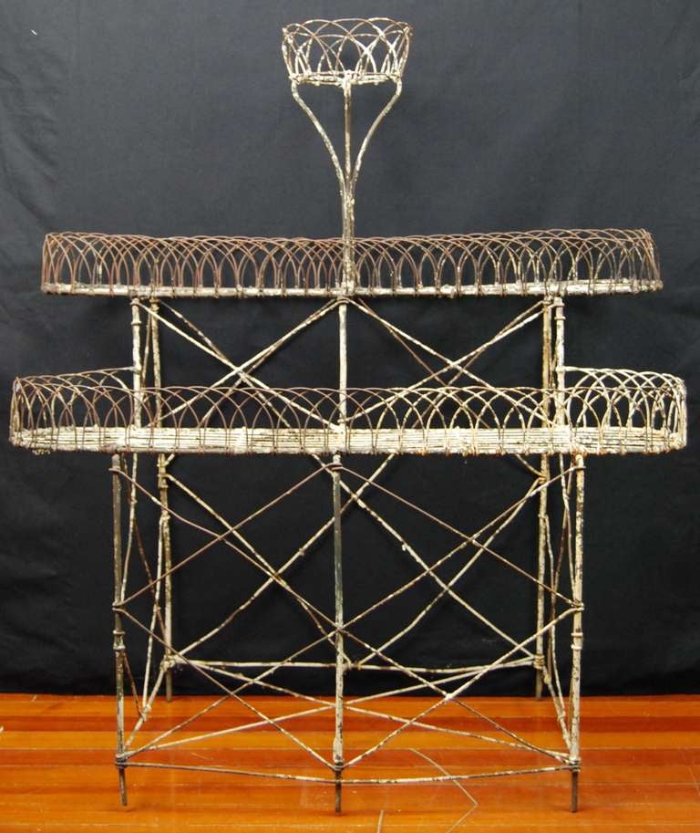 Victorian American Wirework Three-Tiered Plant Stand