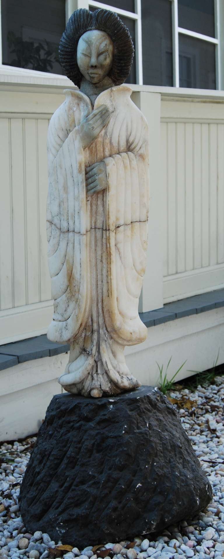 Japanese Carved Alabaster Garden Statue ca. 1920