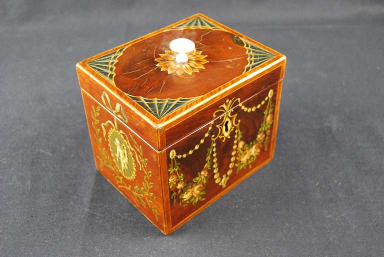 Adam Painted Tea Caddy 1785 In Excellent Condition In Charleston, SC