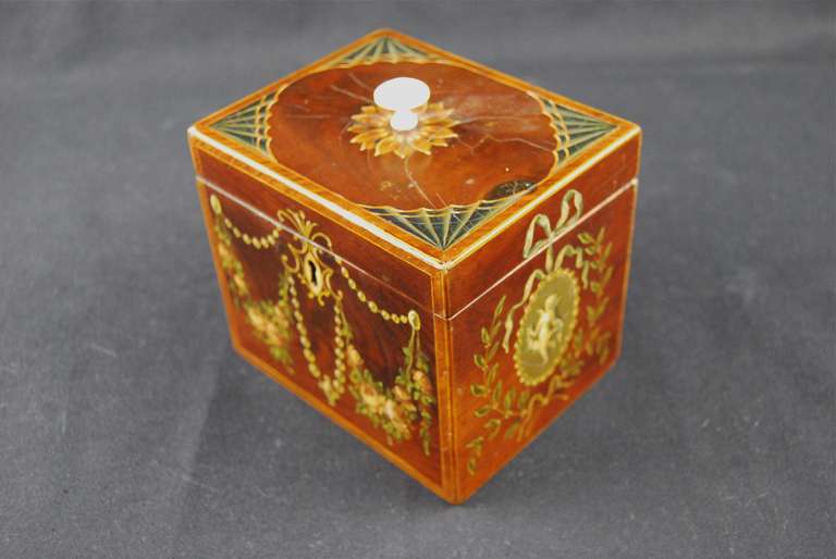 18th Century and Earlier Adam Painted Tea Caddy 1785
