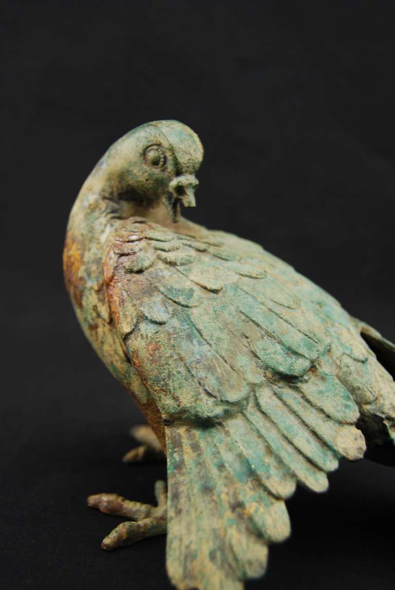 Set of three French cast-iron pigeons, 1950 In Excellent Condition In Charleston, SC