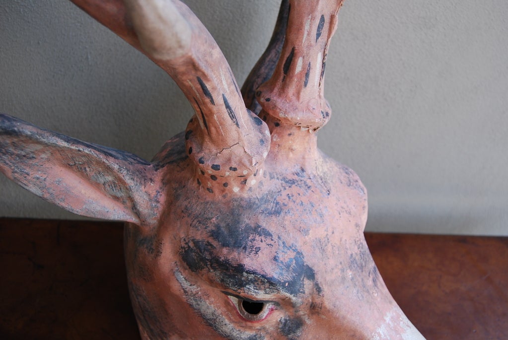 Hand made Czechoslovakian Papier-mâché Deer head with original inside label.