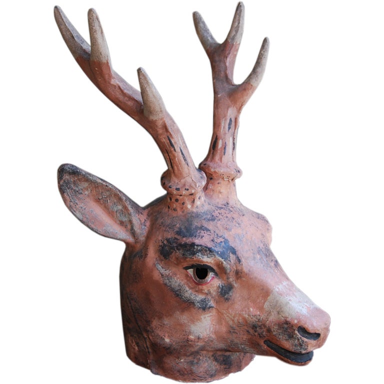 Czechoslovakian "Oh My Deer" Papier Mache Carnival Head For Sale