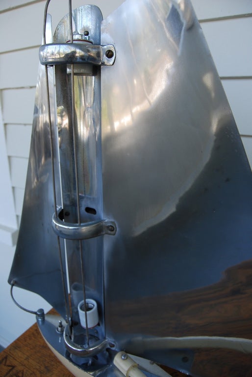 Art Deco Chrome Yacht Lamp In Good Condition In Charleston, SC