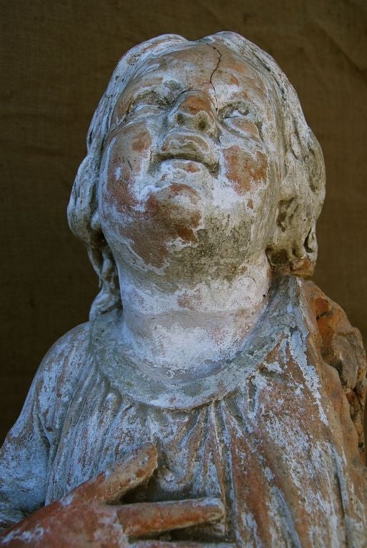 French Terracotta Statue of Bébé Jésus In Good Condition For Sale In Charleston, SC
