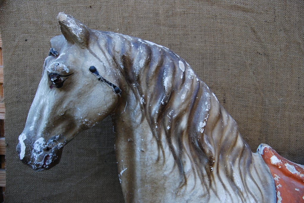 Antique French Papier-mâché Horse.  May have been a large pull toy at one time.