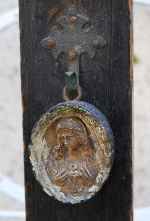 Large French Crucifix with Carved Relic For Sale 1