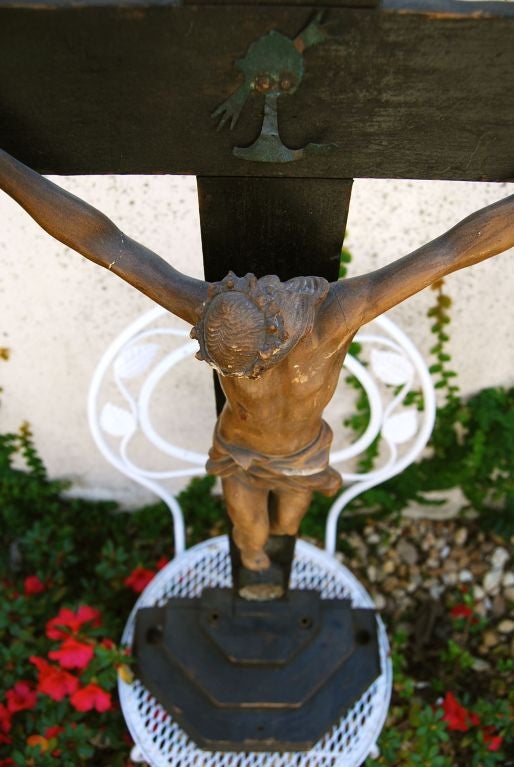 Large French Crucifix with Carved Relic For Sale 4