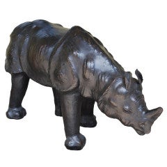 Vintage English Leather Rhino Footstool