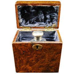 Antique Burl Wood Scent Bottle & Box, London 1907