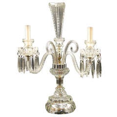 French Glass Girandole Lamp Feather Design 1920