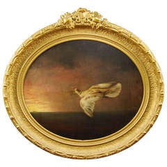 Dove & Olive Branch Oil on Canvas Painting 1800