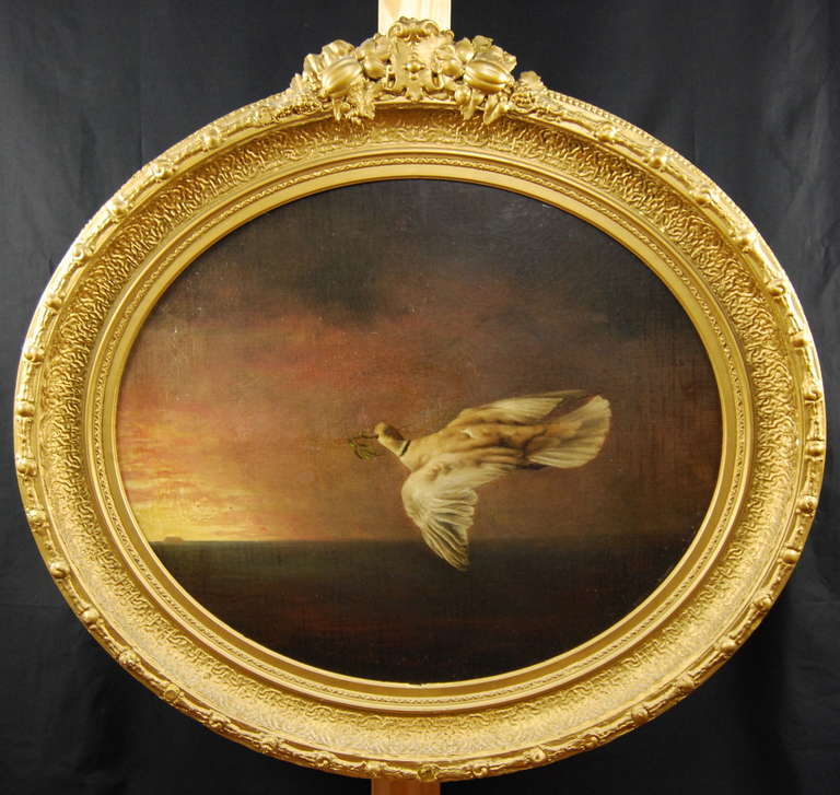 Dove & Olive Branch Oil on Canvas Painting 1800