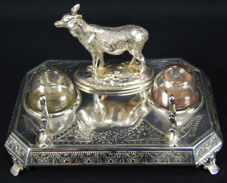 Outstanding Edwardian Desk Set with Original Inkwells by James Deakin & Sons