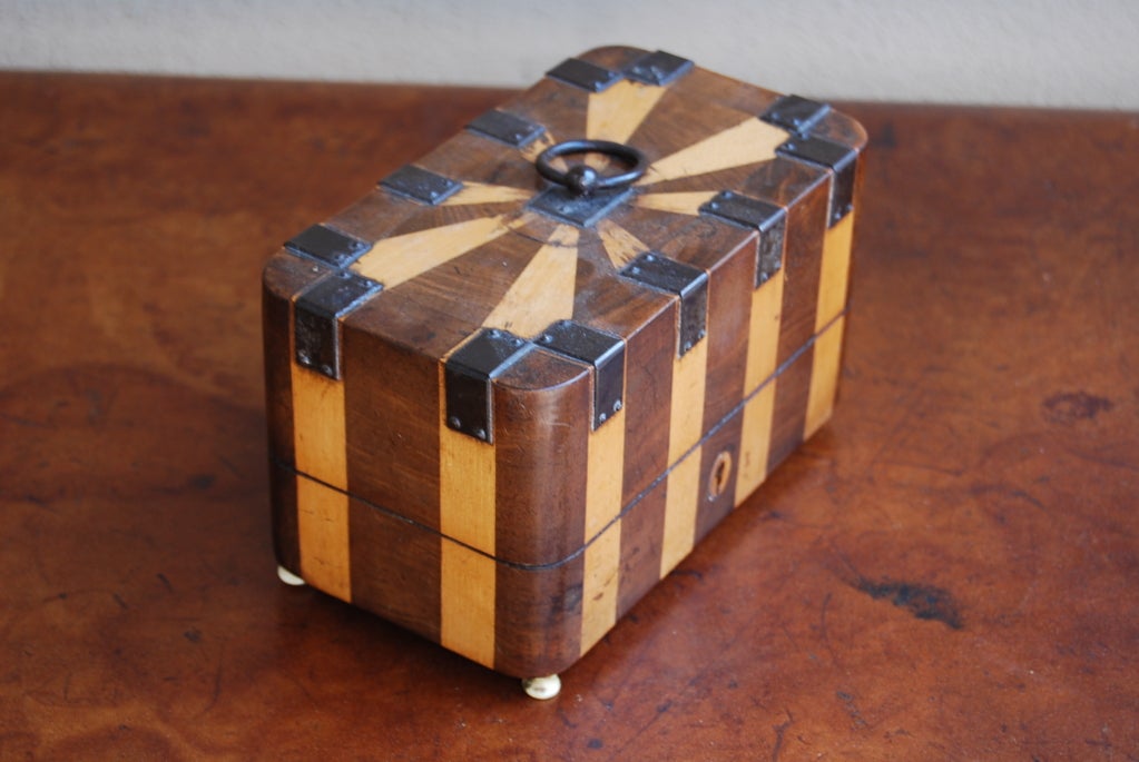 19th Century Inlaid Box raised Upon Ivory Feet