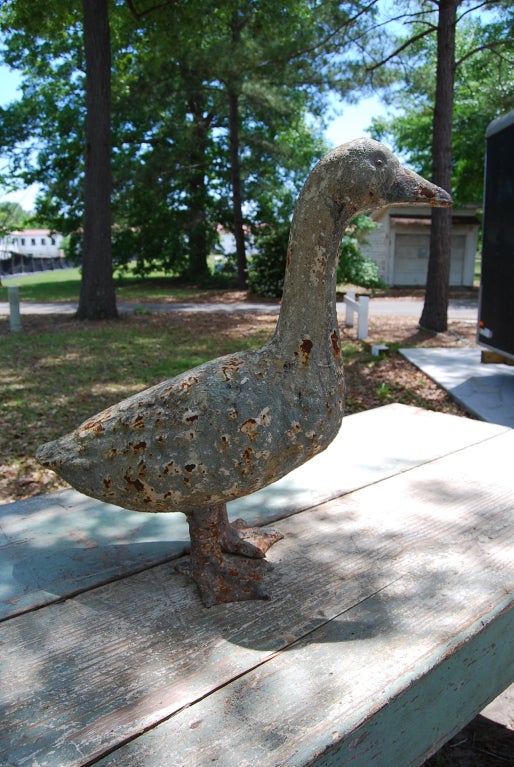 Don't feed the duck...  Vintage Cast Iron Cold Painted Garden Goose Sculpture.
