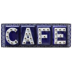 Vintage Large Enamel Lighted Cafe Sign