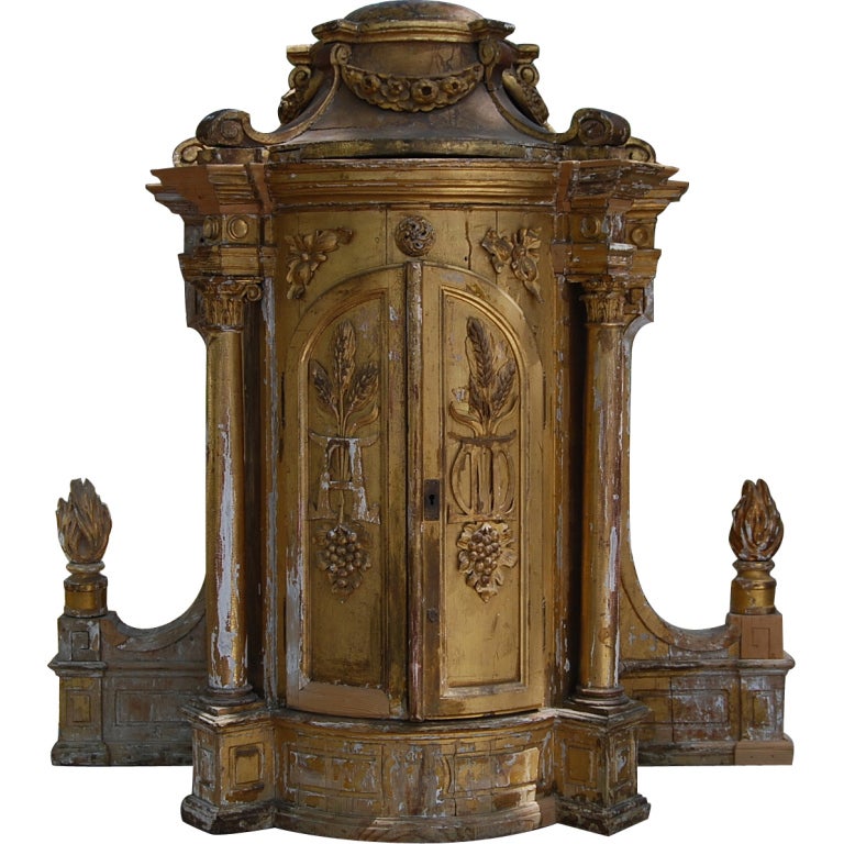 Italian Early 19th C. Monumental Gilt Tabernacle For Sale