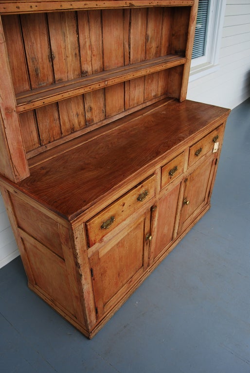 French Elm & Pine Dresser Vasselier with Plate Rack For Sale
