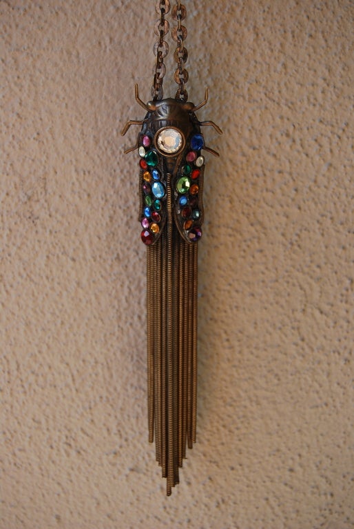 Art Nouveau Cicada Pin on Necklace