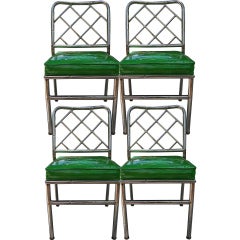 Set of Four Chrome Faux Bamboo Chairs