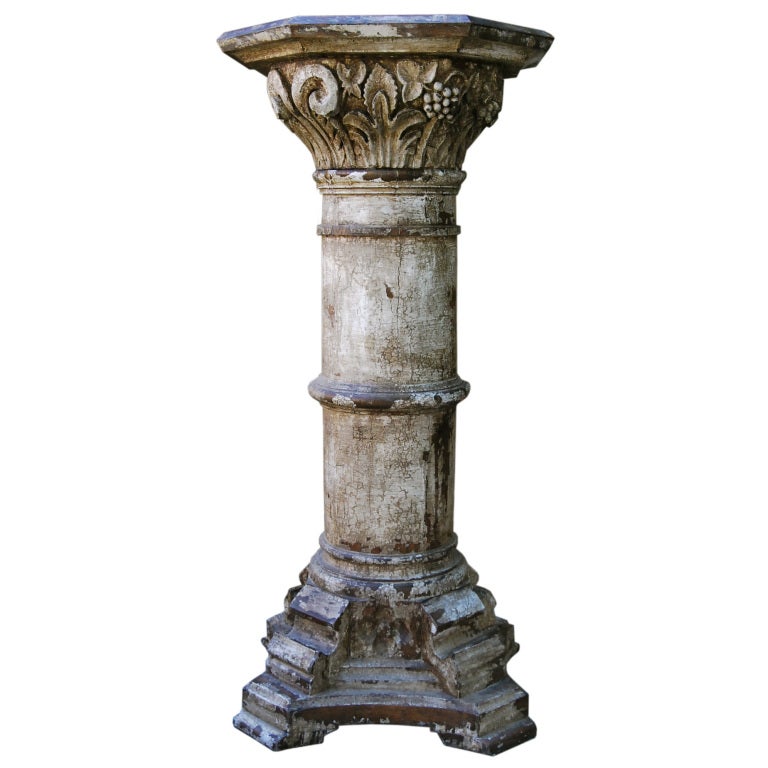 Solid Oak Painted Column Pedestal Stand