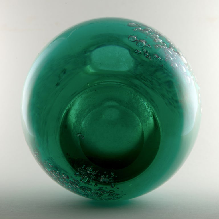 20th Century Marinot Green Vase With Silver Oxides For Sale