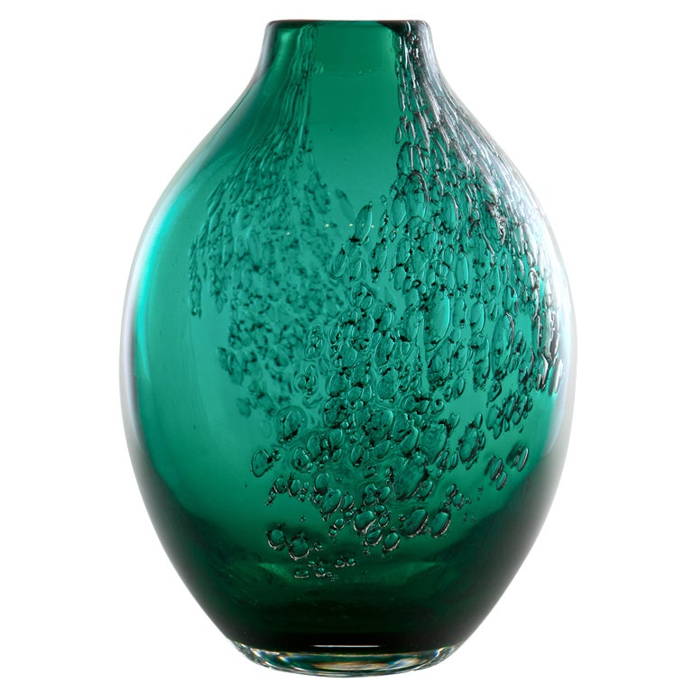 Marinot Green Vase With Silver Oxides For Sale