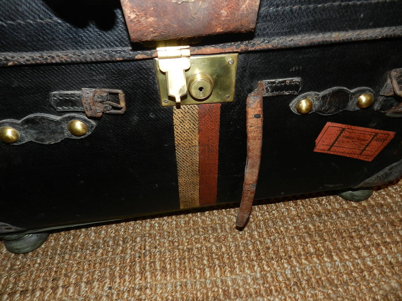 Leather and Canvas Trunk on Stand 1