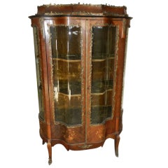 Louis XV Style Kingwood and Tulipwood Ormolu Mounted Serpentine Vitrine