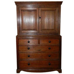 Antique Scottish Pitch Pine Linen Press