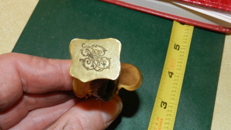 A 19th Century Gilded Bronze French Stamp by Auguste Peiffer 1