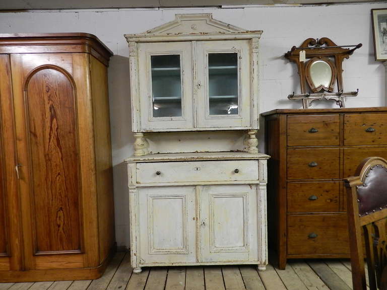 Antique pine cupboard with original paint.