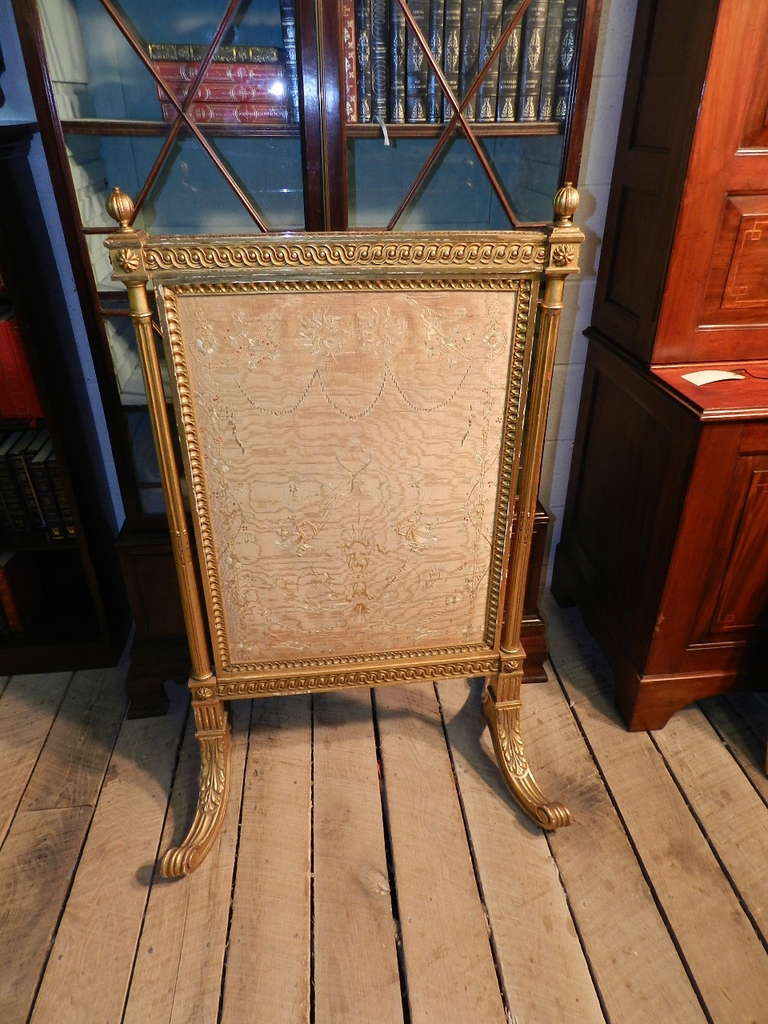 British Gilt  Tapestry Screen For Sale