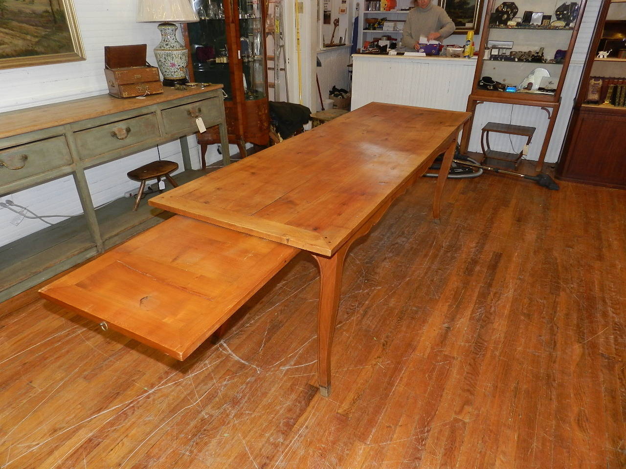 Hand-Crafted French Cherry Table with Extensions