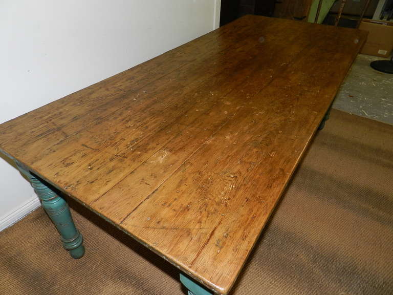 Scrub Topped Farm Table with Original Paint 1