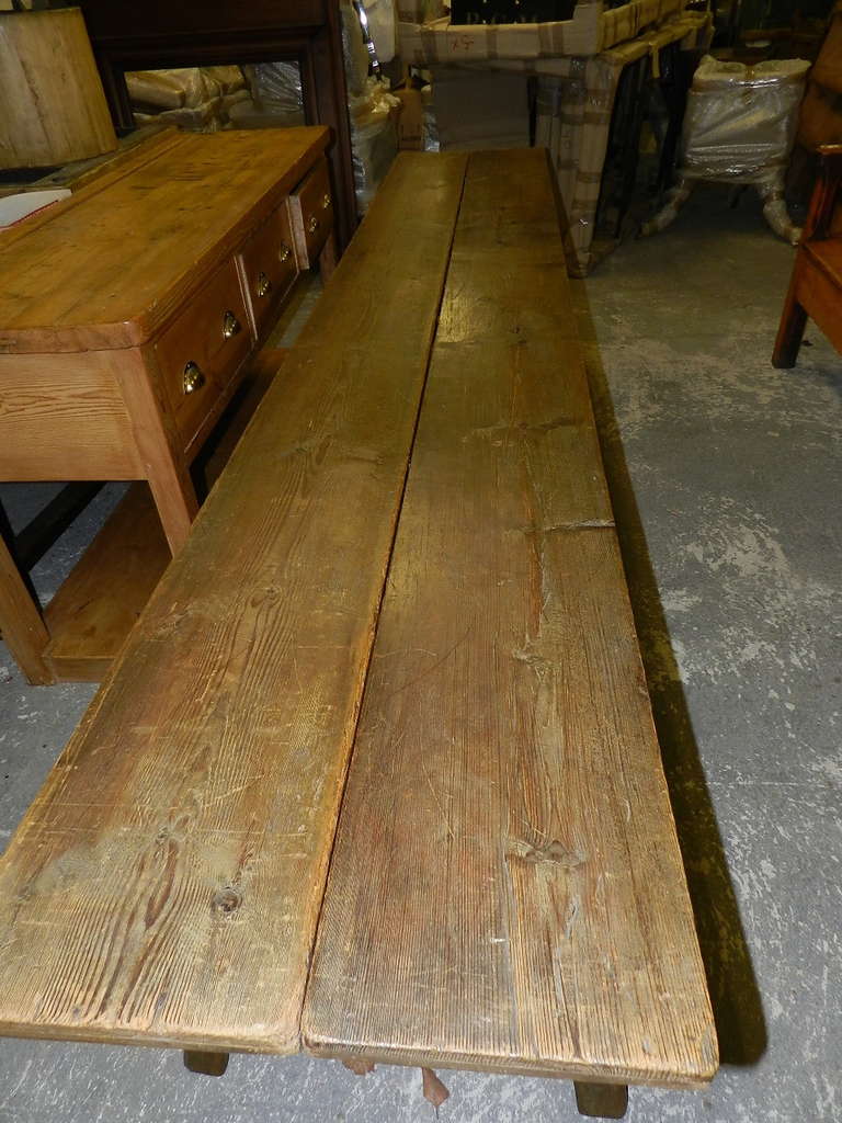 19th Century Pine Trestle Table