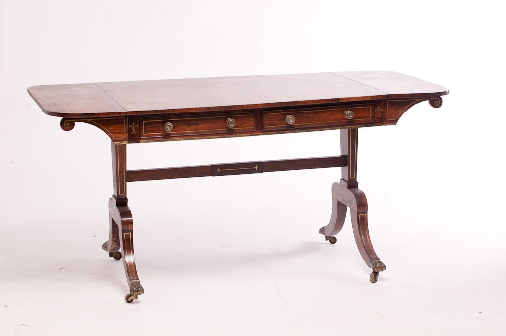 Brass Inlaid Sofa Table