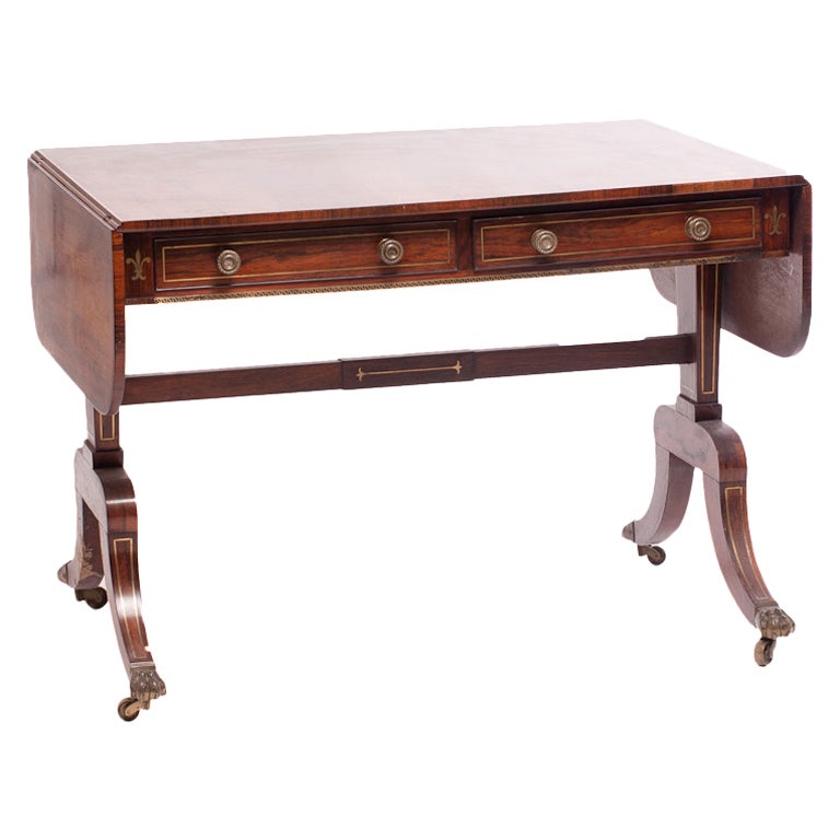 Brass Inlaid Sofa Table