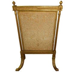 Antique Gilded Wood  Tapestry  Firescreen