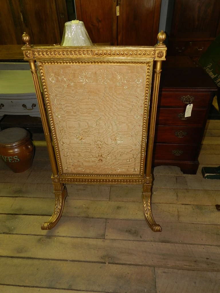 Gilded Wood  Tapestry  Firescreen