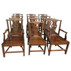 Antique Set of Twelve Scottish Country Chippendale Chairs