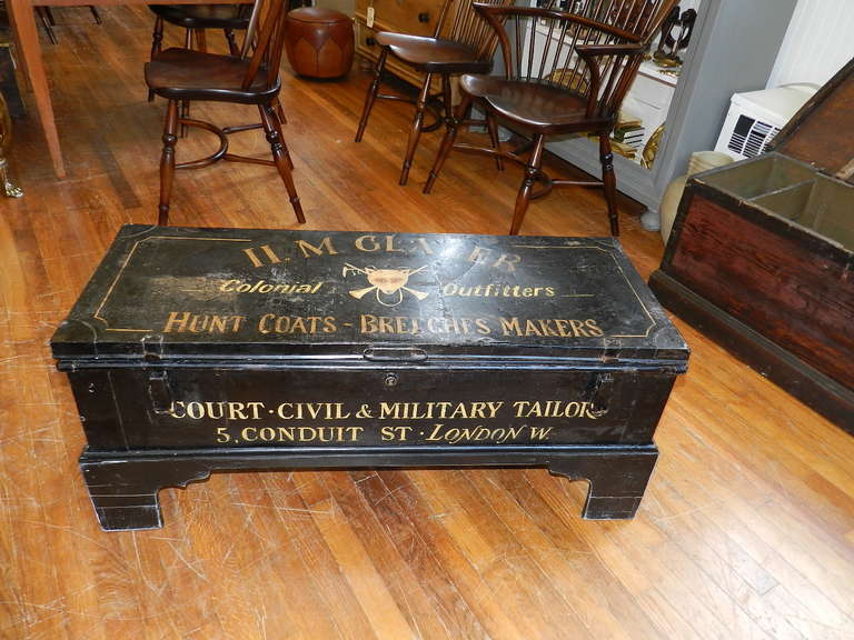 Antique metal trunk c.a.1900 with  custom paint decoration..