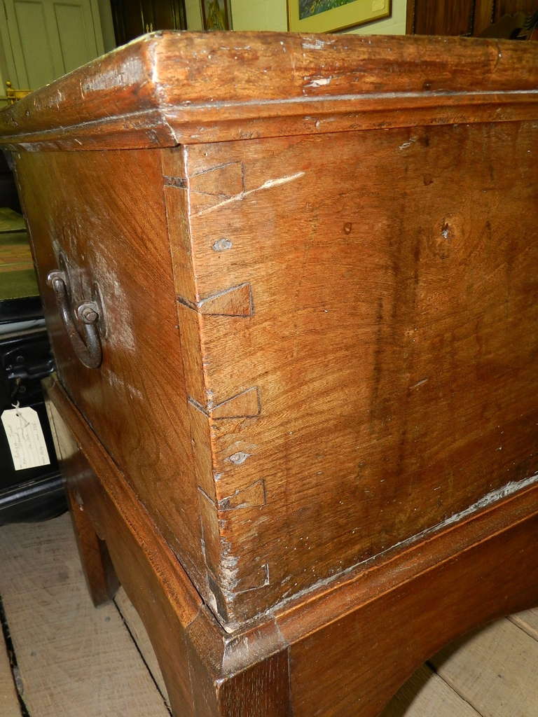 18th Century and Earlier Elm Trunk on Stand