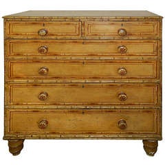 Scottish Pine Faux Bamboo Chest with Original Paint