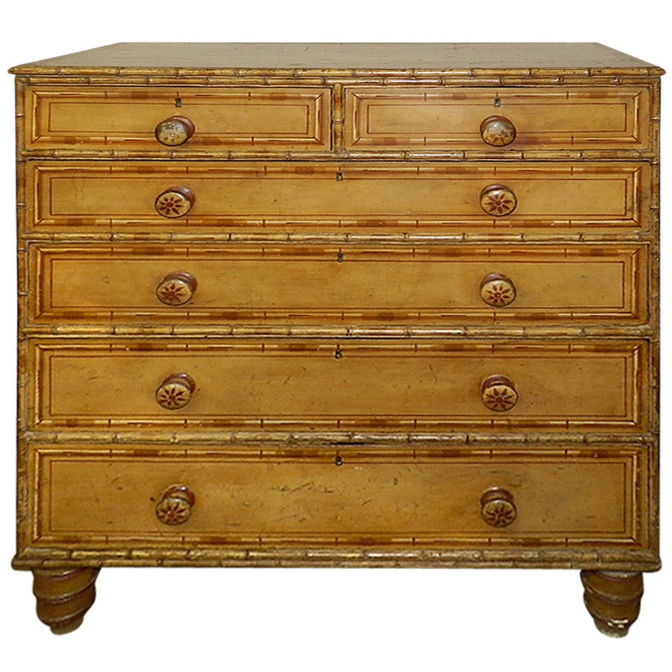 Scottish Pine Faux Bamboo Chest with Original Paint