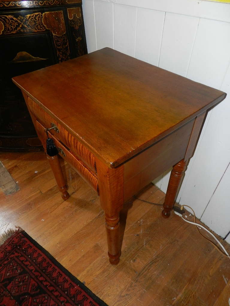 19th Century Tiger Maple End Table