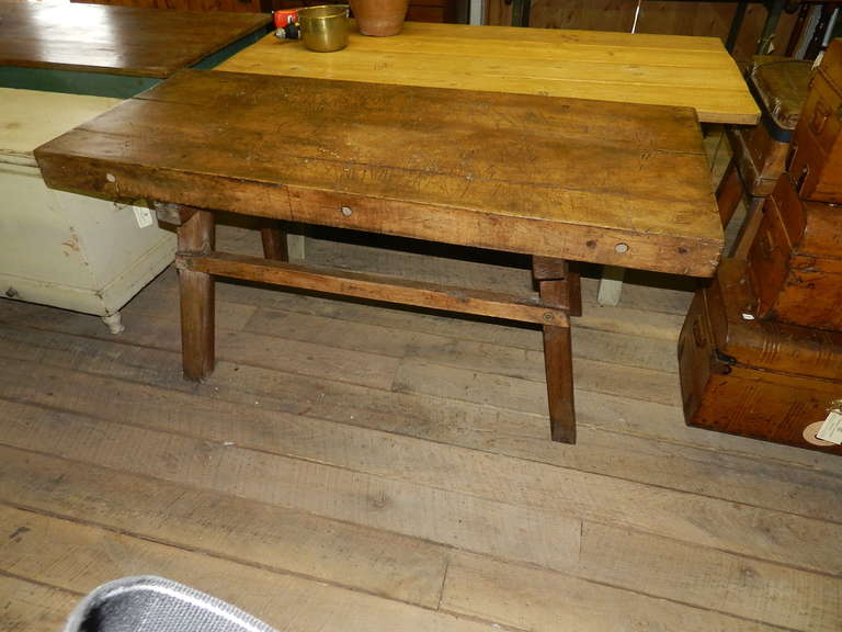 Solid chestnut work table with extra thick top
